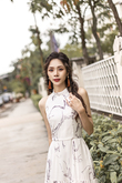 SIERRA HALTER NECK MAXI DRESS (WHITE ABSTRACT)