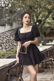 STELA SQUARE NECK PLAYSUIT (BLACK)