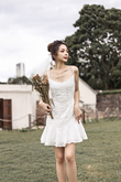 AUREA FRILL HEM MINI DRESS (WHITE)