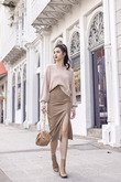 ESTILA SIDE SLIT PENCIL SKIRT (KHAKI)