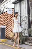 FORSES RUCHED FRONT PLAYSUIT (WHITE)