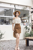 DEANNE POCKET HIGH WAIST SKORTS (BROWN)