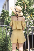 AREECA COLD SHOULDER RUFFLES PLAYSUIT (MUSTARD LIME)