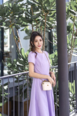 JAZABEL ROUND NECK SLIT MIDAXI DRESS (PURPLE)