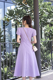 JAZABEL ROUND NECK SLIT MIDAXI DRESS (PURPLE)