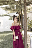 SYLVEIA OFF SHOULDER MIDAXI DRESS (MAROON)