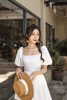 NERISSA TIE-BACK MIDAXI DRESS (WHITE)
