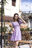 SOFINA SQUARE NECK DRESS (PURPLE)