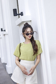 CHAREE LOOSE WAIST CROP TOP (LIME GREEN)