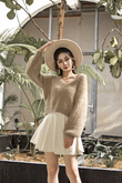 RHEA V NECK KNIT SWEATER (KHAKI)