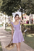 ELORIE FLUTTER SWEETHEART MINI DRESS (LILAC)