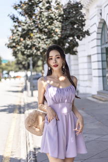 LEORIA RUCHED BUST PLAYSUIT (LAVENDER)