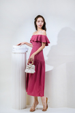 QUINTINA OFF-SHOUDLER MIDAXI DRESS (ROGUE PINK)