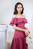 QUINTINA OFF-SHOUDLER MIDAXI DRESS (ROGUE PINK)