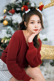 RHEA V NECK KNIT SWEATER (MAROON)