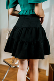 MINAY RUCHED TIERED SKIRT (BLACK)