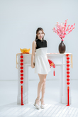 CALISTA MINI CHEONGSAM DRESS (IVORY)