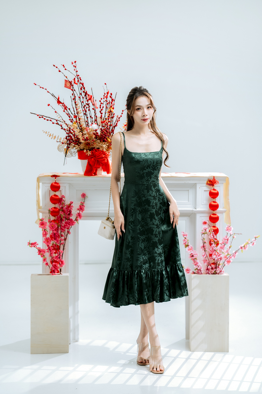 Pretty Lavish tiered cami midaxi dress in green floral - ShopStyle