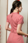 ZOENA MANDARIN COLLAR TOP (PASTEL ROSE)