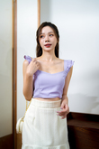 CLOVER FRILL SLEEVES CROP TOP (PURPLE)