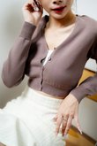 LIZZY BUTTON FRONT CARDIGAN (BROWN)