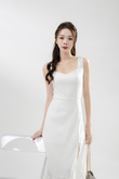 MILEY SIDE SLIT MIDAXI DRESS (WHITE)