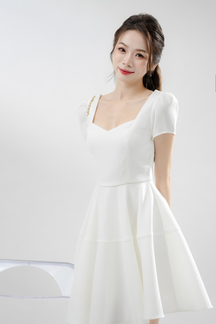 LANEY FLARE MINI DRESS (WHITE)