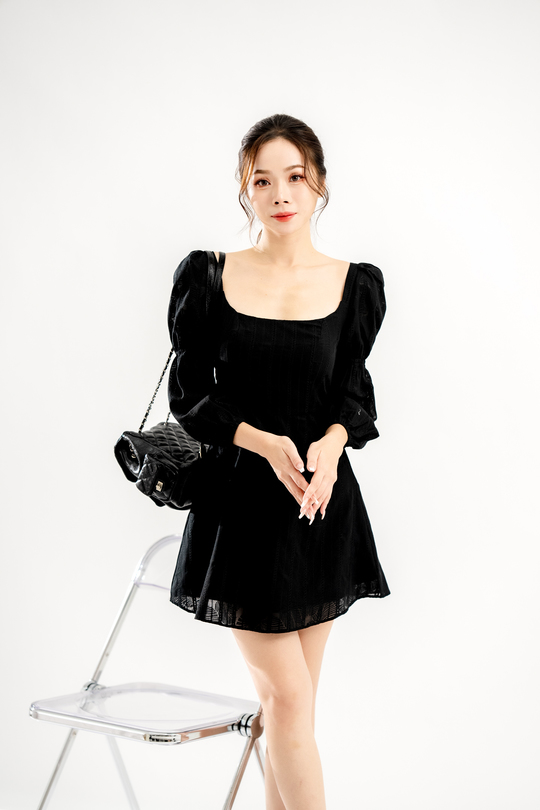 TANISHA LONG SLEEVES DRESS (BLACK)