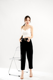 BELLVA BELTED CUFFED PANTS (BLACK)