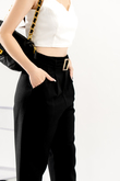 BELLVA BELTED CUFFED PANTS (BLACK)