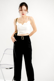 BELLVA BELTED CUFFED PANTS (BLACK)