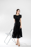 HANNI ROUND NECK TIERED DRESS (BLACK)