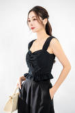 SASHA SWEETHEART RUFFLES TOP (BLACK)