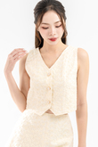 BONNIE BUTTON FRONT VEST TOP (CREAM)