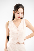 BONNIE BUTTON FRONT VEST TOP (PEACH)