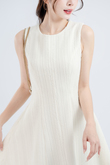 CASEY ROUND NECK FLARED DRESS (CREAM)