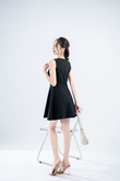 CASEY ROUND NECK FLARED DRESS (BLACK)