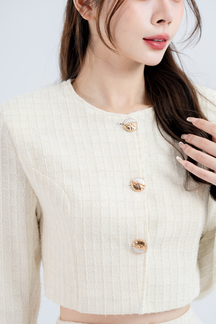 CRISTIAN BUTTON FRONT PLAID COAT (CREAM)