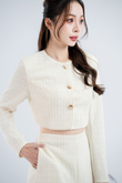 CRISTIAN BUTTON FRONT PLAID COAT (CREAM)