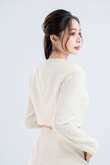 CRISTIAN BUTTON FRONT PLAID COAT (CREAM)