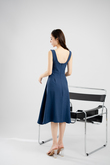 UNA SQUARE NECK MIDI DRESS (BLUE)