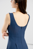 UNA SQUARE NECK MIDI DRESS (BLUE)