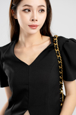 KALY V NECK PUFF SLEEVE TOP (BLACK)