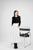 SEAN PUFF BALL MIDI SKIRT (WHITE)