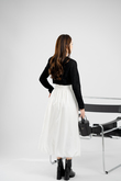 SEAN PUFF BALL MIDI SKIRT (WHITE)