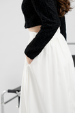 SEAN PUFF BALL MIDI SKIRT (WHITE)