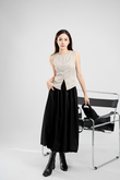 SEAN PUFF BALL MIDI SKIRT (BLACK)