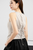 KIERA ROUND NECK SLEEVELESS TOP (GREY STRIPE)