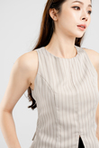 KIERA ROUND NECK SLEEVELESS TOP (GREY STRIPE)