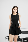 KIERA ROUND NECK SLEEVELESS TOP (BLACK)